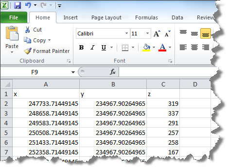 Raster ASCII File Values in Excel