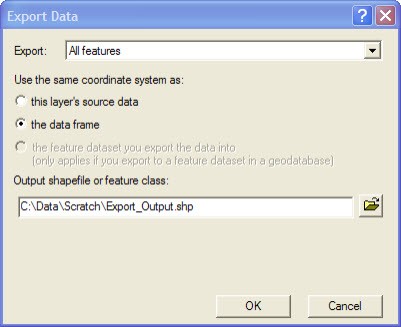 ArcMap's Export Data dialog