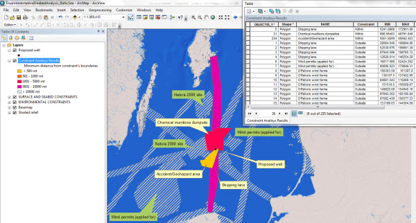 Figure 5 - Environmental and seabed constraints analysis map