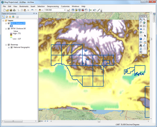 Example SRTM Data in ArcMap