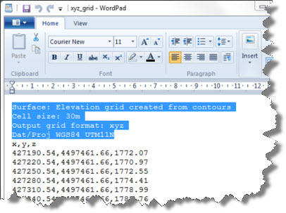 XYZ Grid File in Text Editor