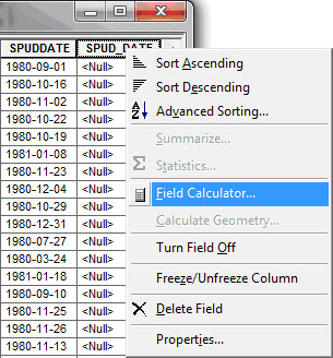 Selecting the Field Calculator