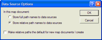 ArcMap Data Source Options